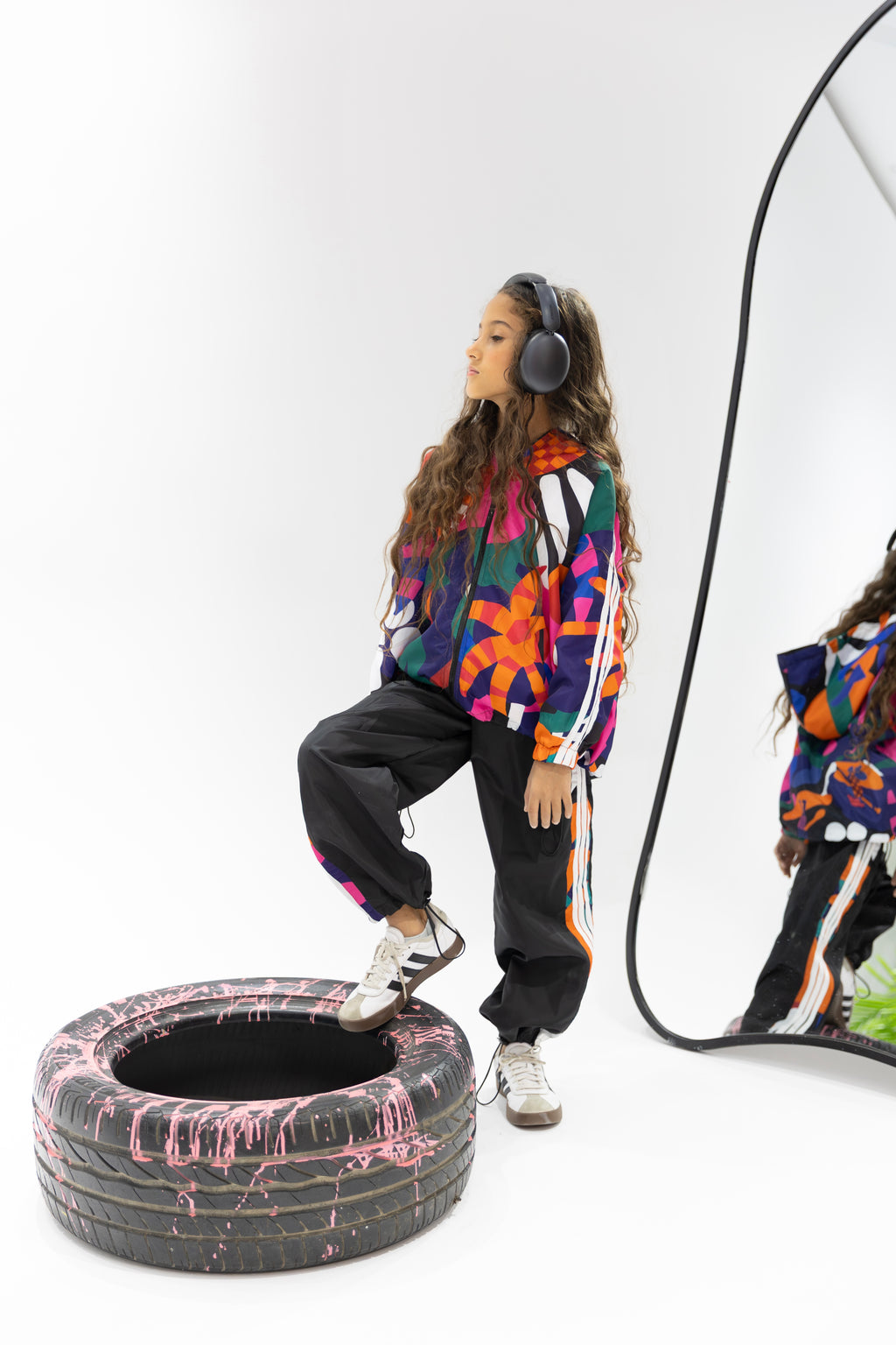 Waterproof suit printed fuchsia