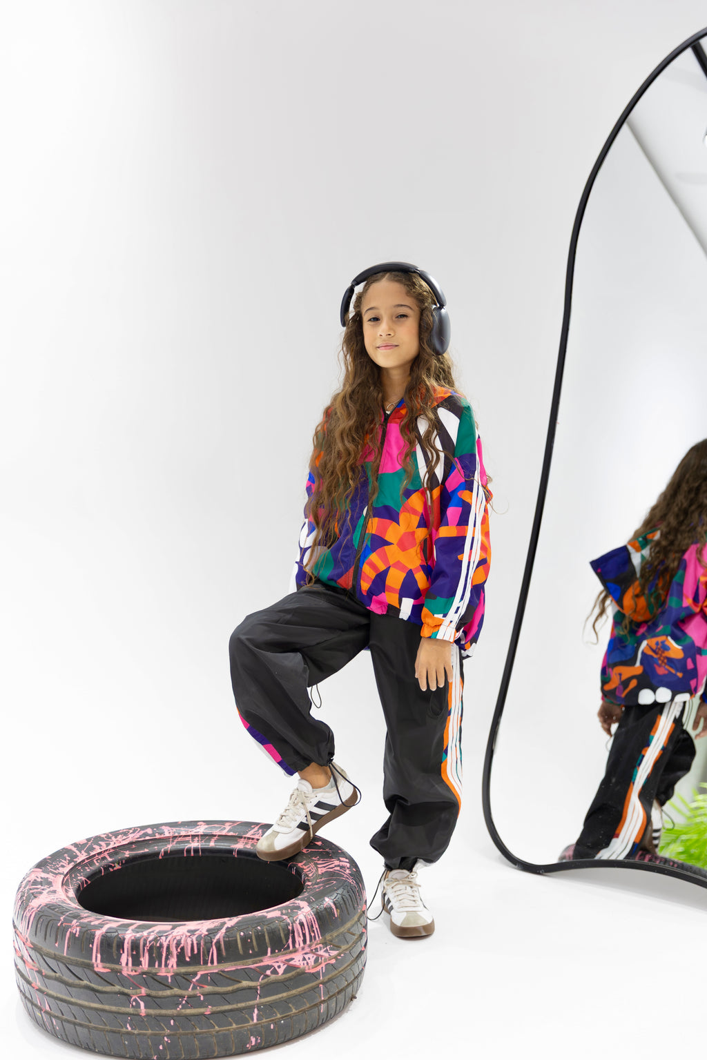 Waterproof suit printed fuchsia