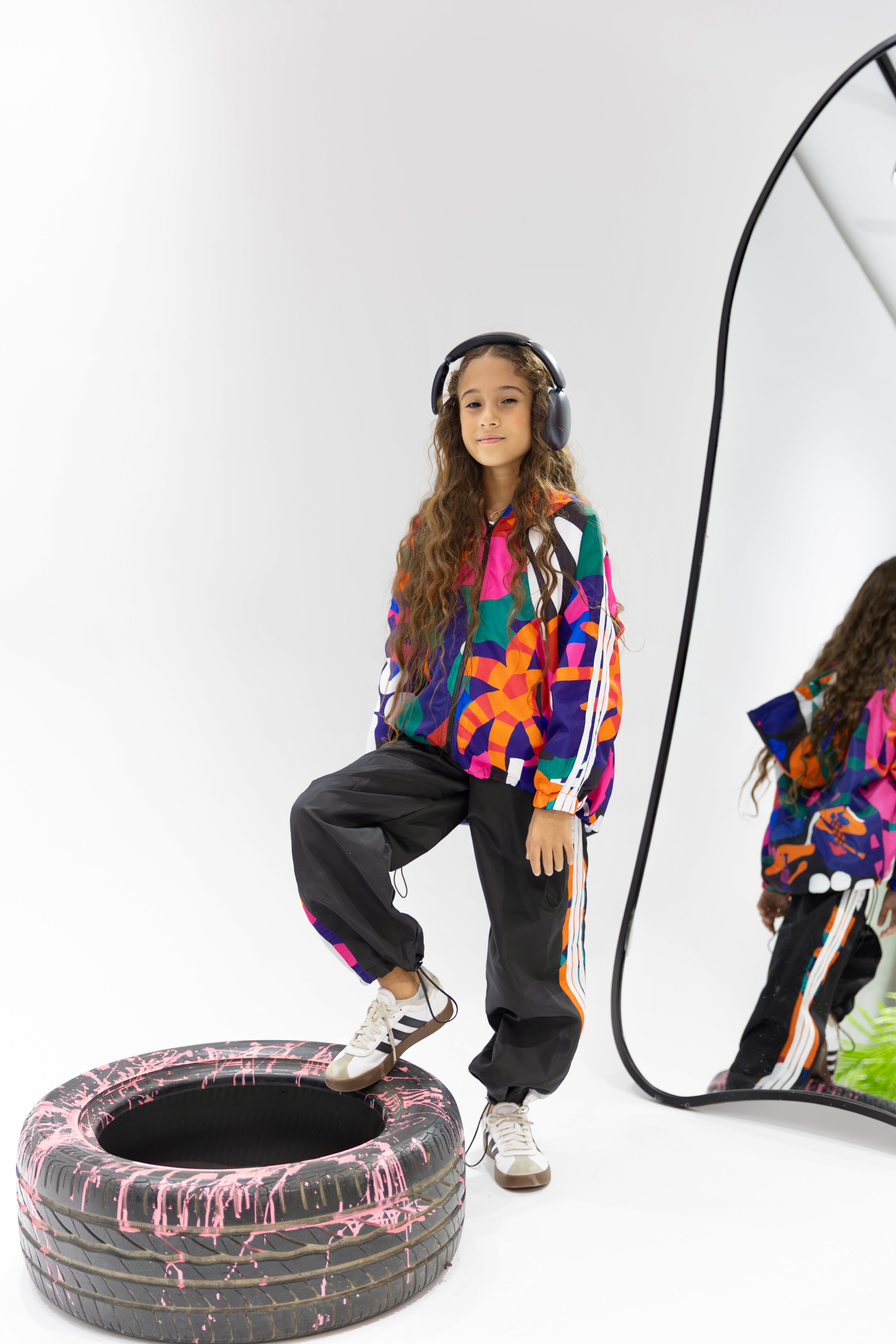 Waterproof suit printed fuchsia